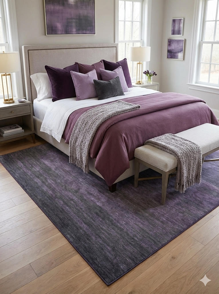 6' x 9' Purple Washable Non-Slip Backing Area Rug