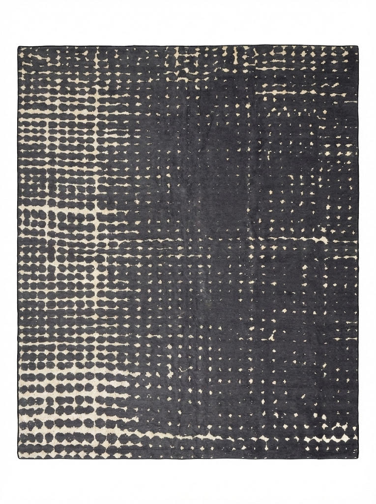 6' x 6' Square Black Southwestern Washable Non-Slip Backing Area Rug