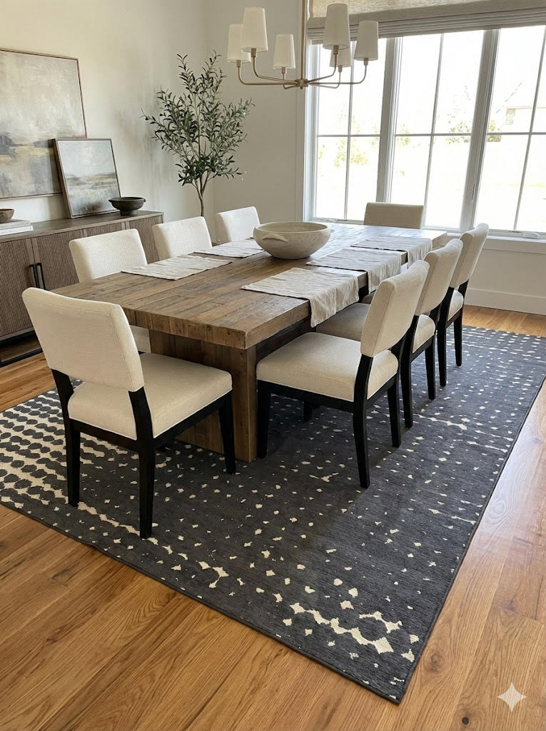 6' x 6' Square Black Southwestern Washable Non-Slip Backing Area Rug