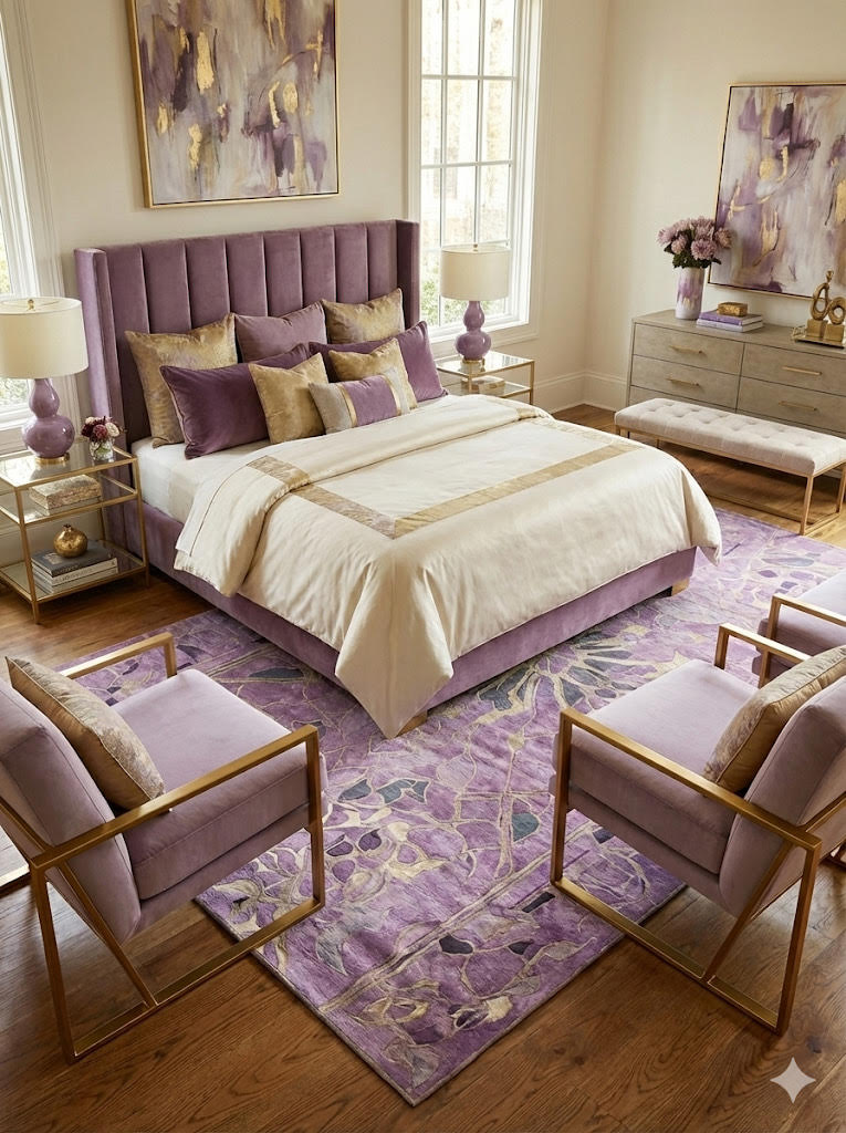 6' x 9' Purple Multicolor Abstract Modern Washable Non Slip Backing Area Rug