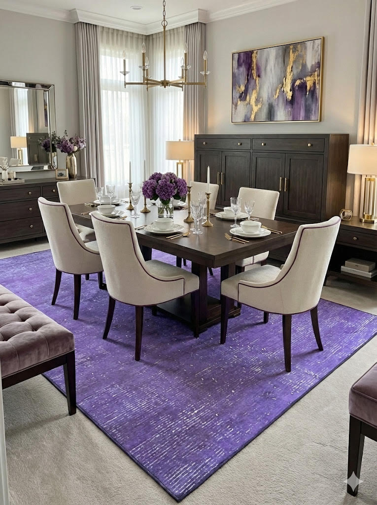 6' x 9' Purple Solid Modern Washable Non Slip Backing Area Rug