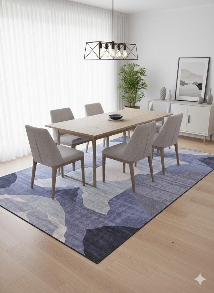 8' x 12' Purple Gray Abstract Modern Washable Non Slip Backing Area Rug