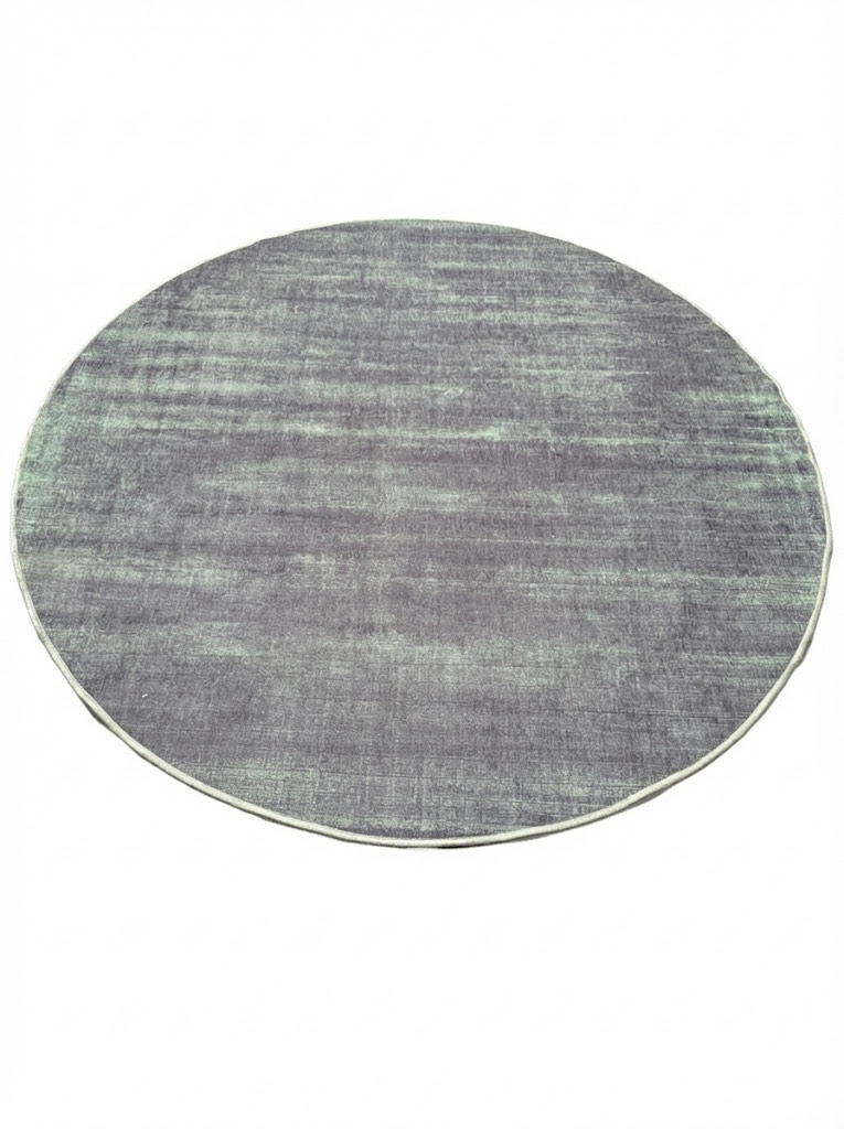 5ft Round Gray Green Solid Modern Washable Non Slip Backing Area Rug