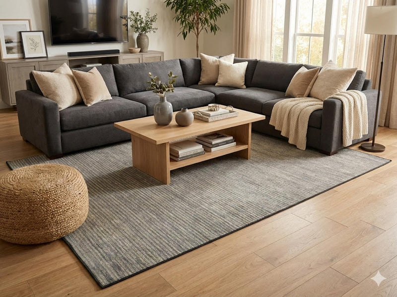 6' x 9' Gray Solid Modern Washable Non Slip Backing Area Rug