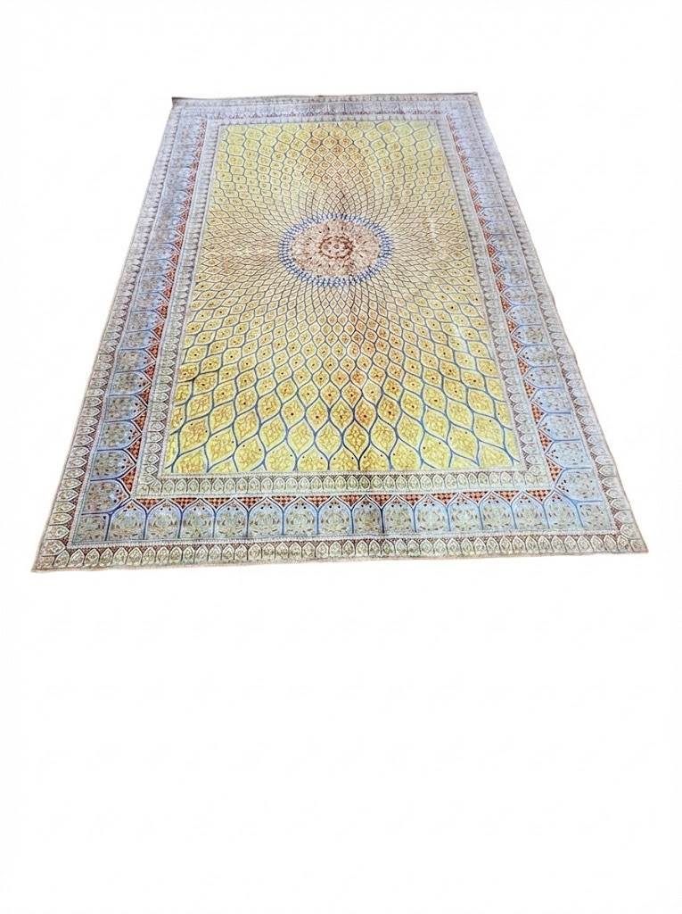8' x 12' Yellow Blue Traditional Vintage Floral Persian Style Washable Non Slip Backing Area Rug