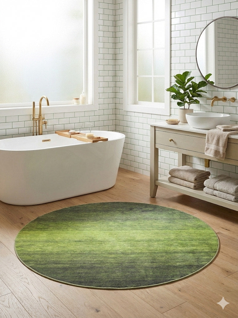 5ft Green Super-Soft Round Stain-Resistant Area Rug