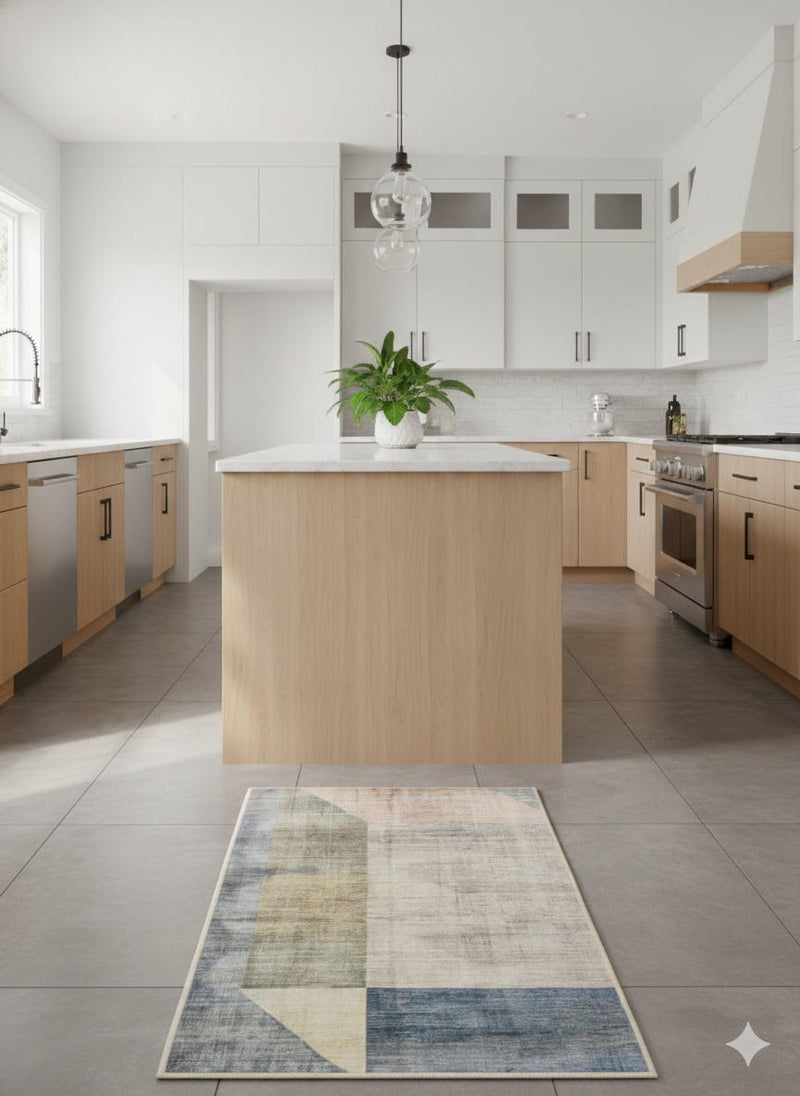 2' x 3' Rectangle Multi Color Geometric Modern Washable Area Rug