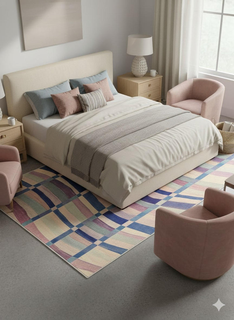 5' x 8' Multi Color Washable Abstract Geometric Area Rug