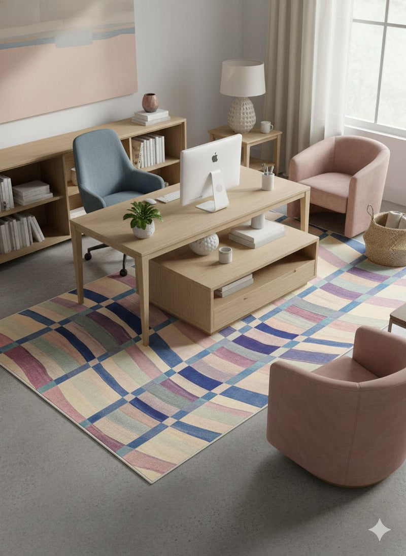 5' x 8' Multi Color Washable Abstract Geometric Area Rug
