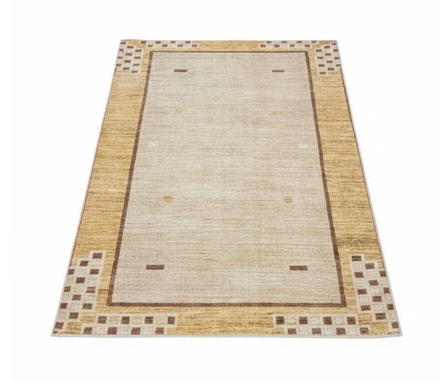 6' x 6' Square Beige Brown Border Modern Washable Area Rug