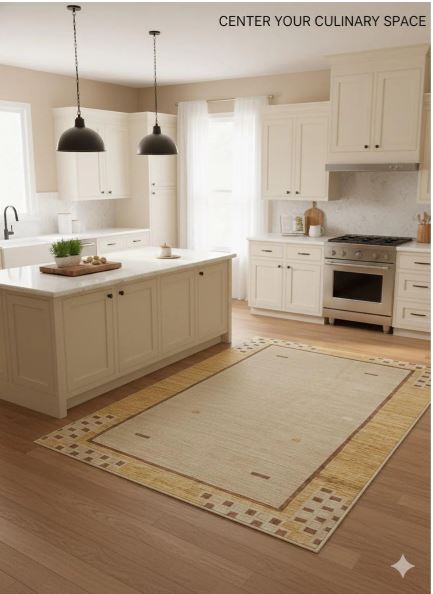 6' x 6' Square Beige Brown Border Modern Washable Area Rug