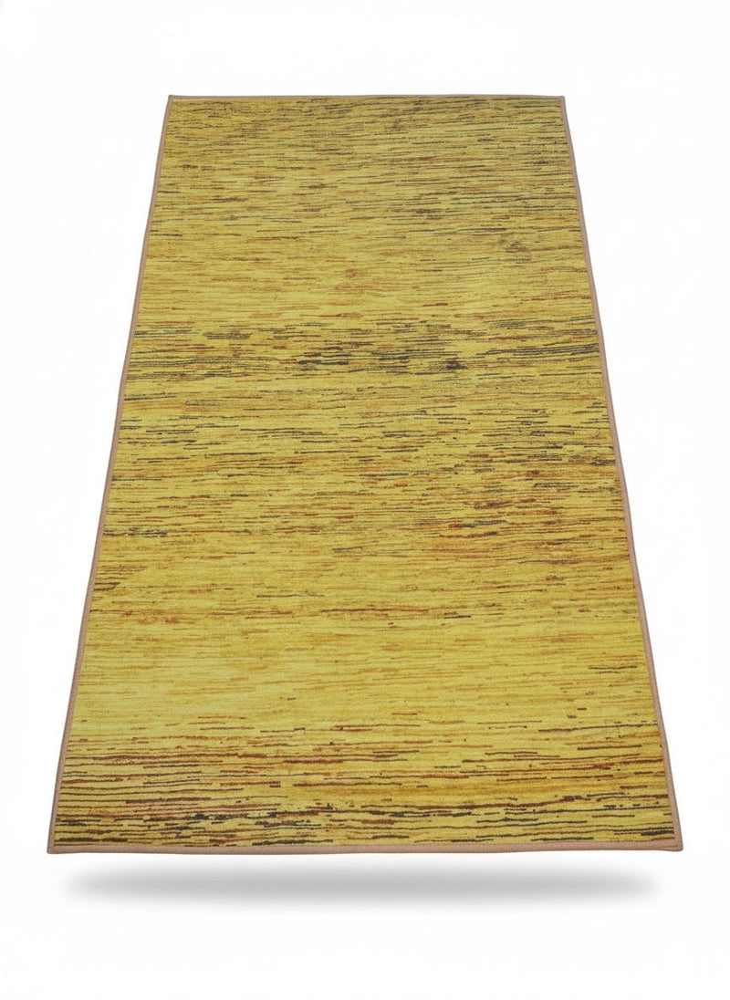 3' x 5' Olive Yellow Warm Beige Washable Solid Textured Area Rug