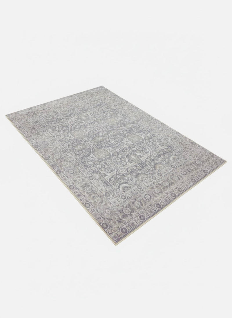 5' x 8' Soft Gray Muted Charcoal Washable Distressed Medallion Area Rug