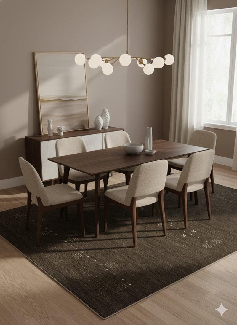 7' x 10' Dark Brown Warm Taupe Abstract Washable Area Rug