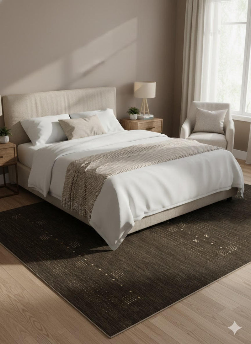 7' x 10' Dark Brown Warm Taupe Abstract Washable Area Rug