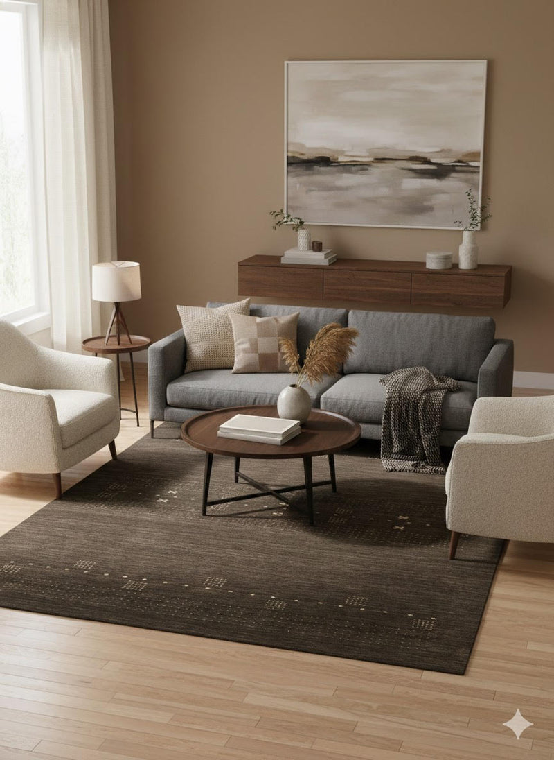 7' x 10' Dark Brown Warm Taupe Abstract Washable Area Rug