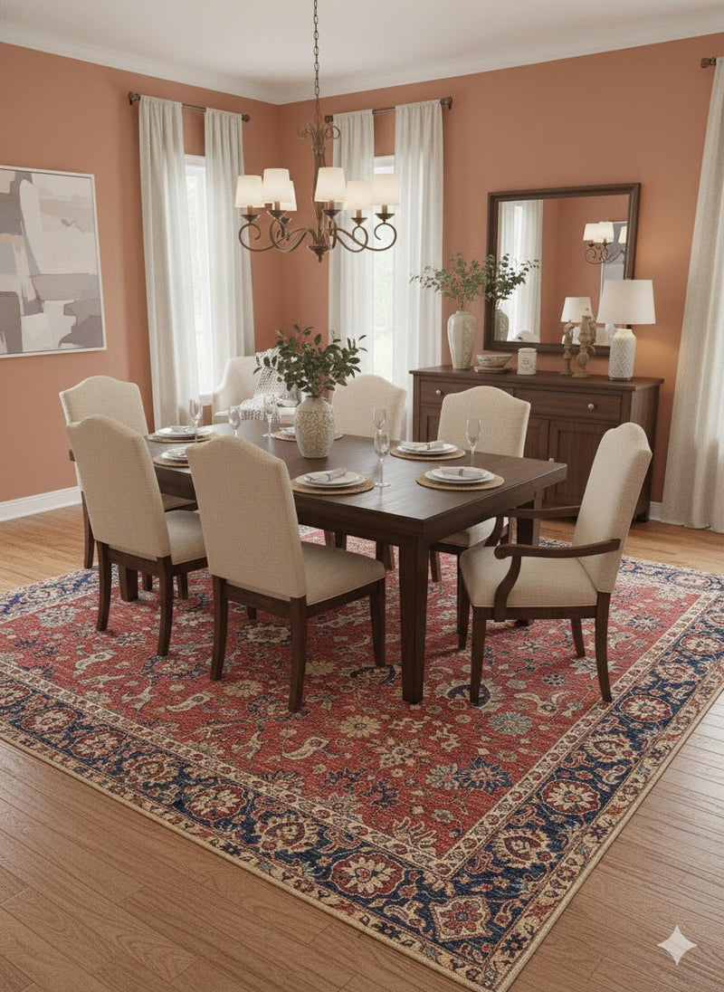 8' x 12' Multi Color Traditional Washable Area Rug