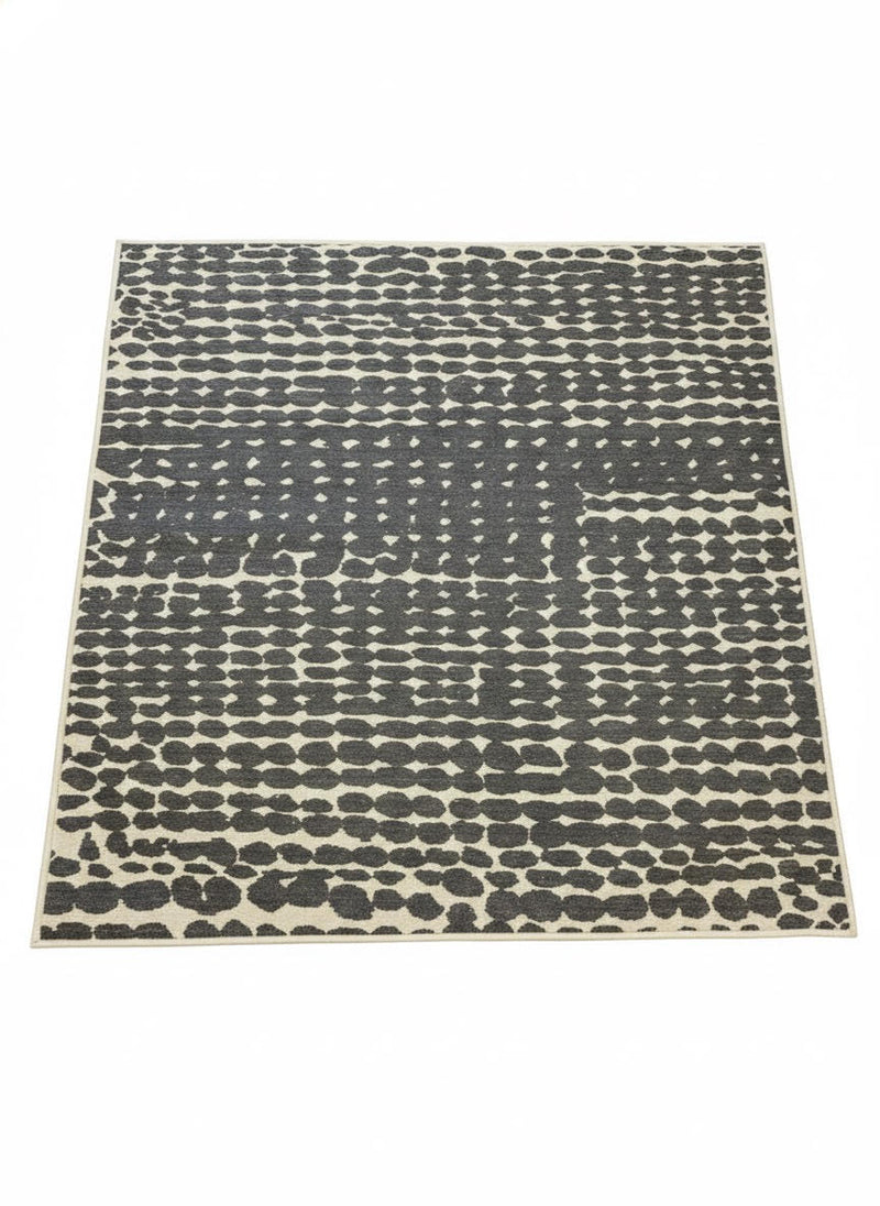 5' x 5' Square Charcoal Gray Ivory / Off-White Abstract Modern Washable Area Rug