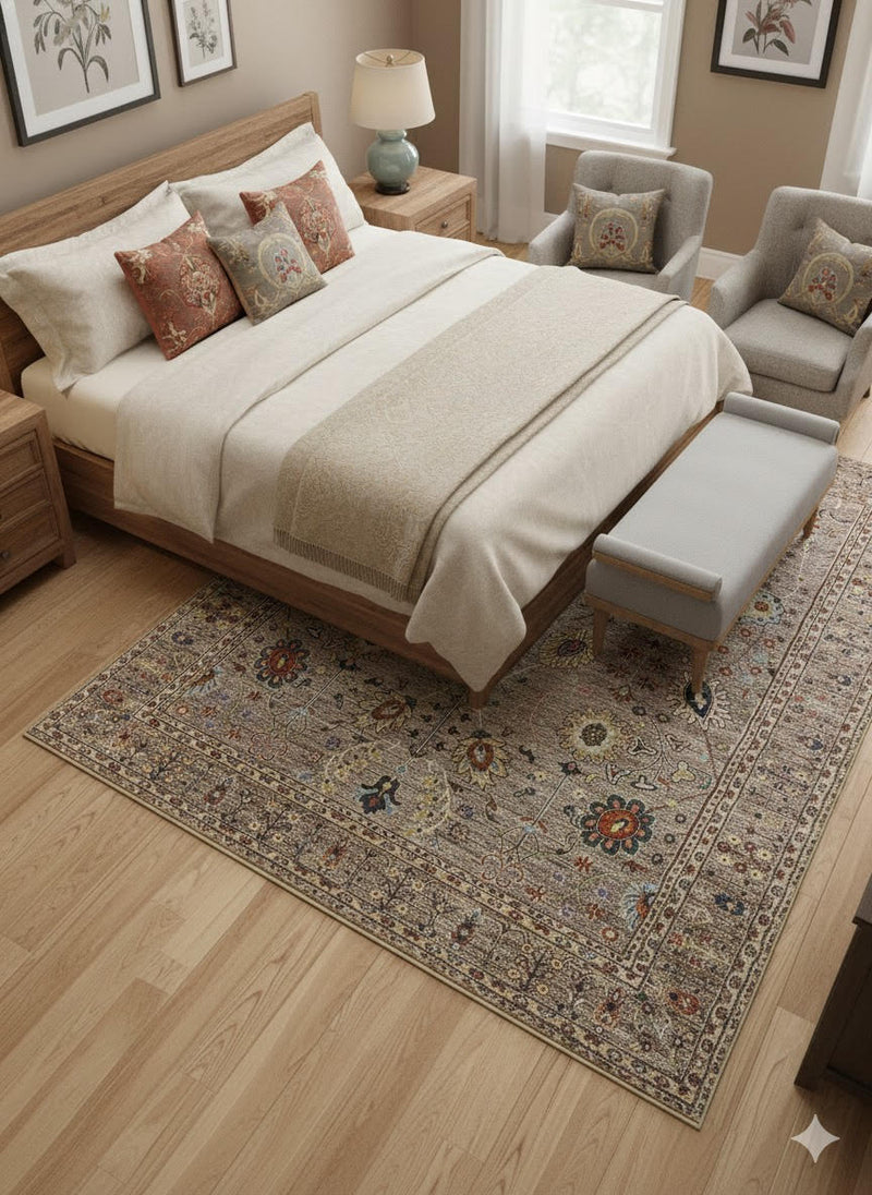 8' x 10' Multi Color Vintage Floral Medallion Washable Area Rug