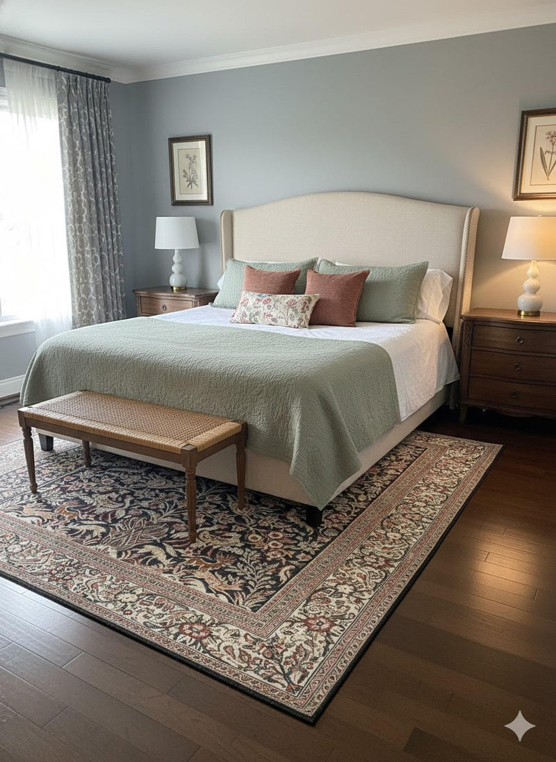 7' x 7' Square Multi Color Floral Traditional Washable Area Rug