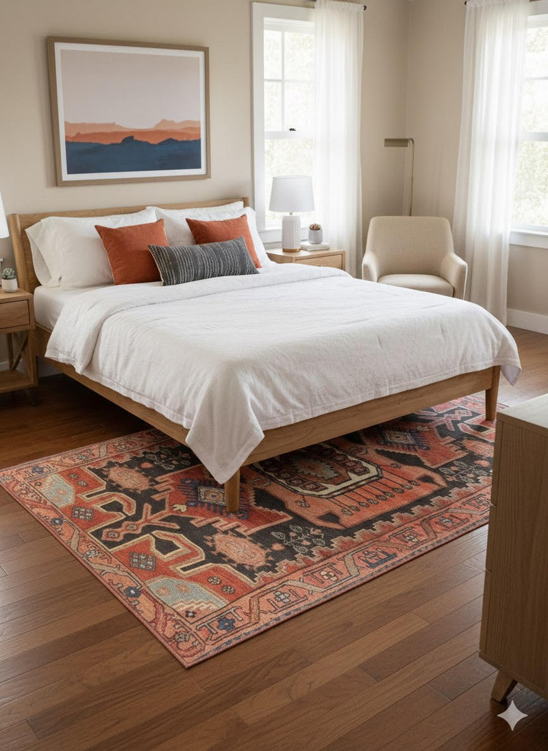 5' x 7' Rectangle Multi Color Geometric Tribal Washable Area Rug