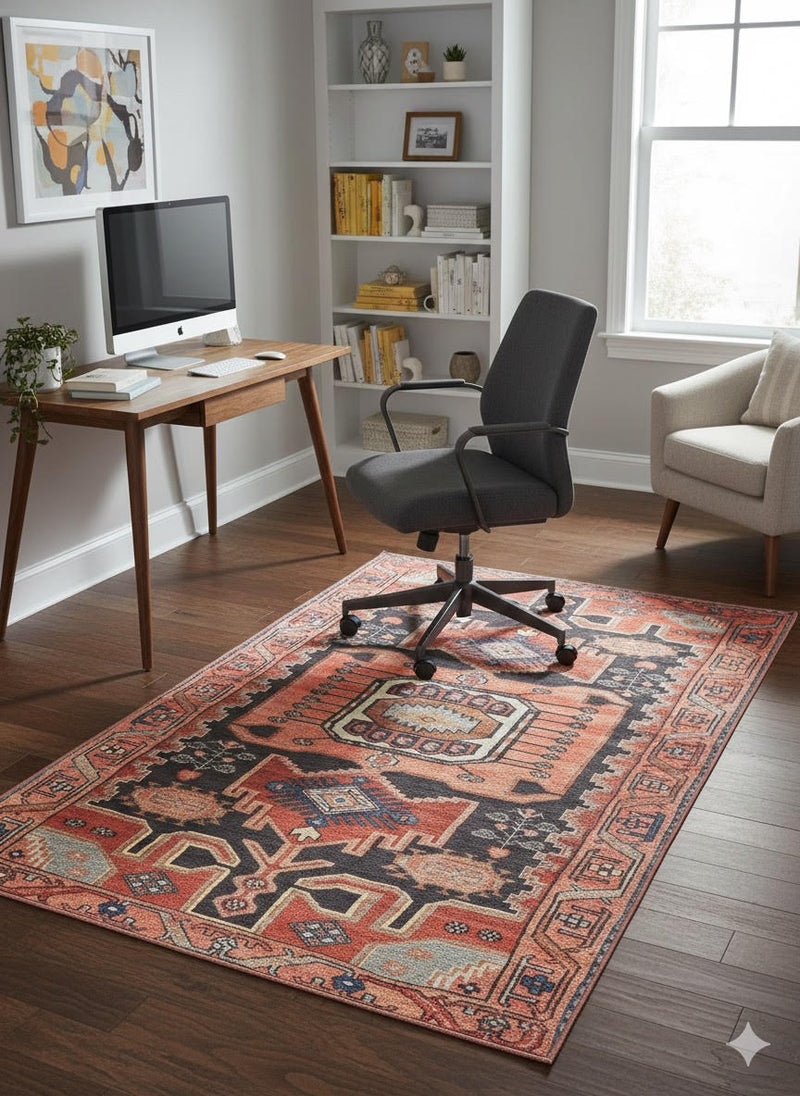 5' x 7' Rectangle Multi Color Geometric Tribal Washable Area Rug