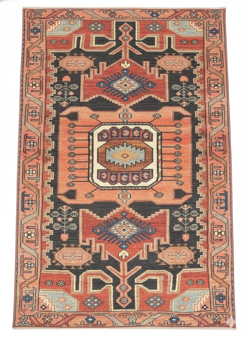 5' x 7' Rectangle Multi Color Geometric Tribal Washable Area Rug