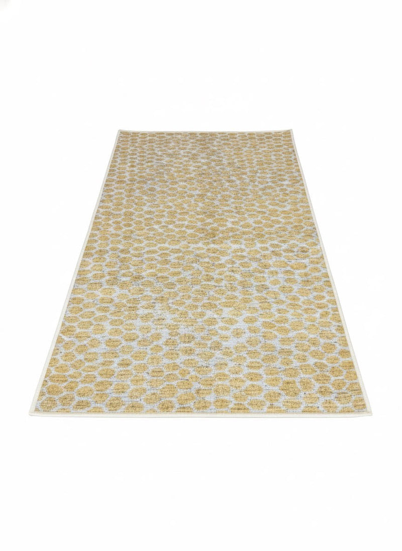 3' x 5' Rectangle Yellow Ivory Off-White Geometric Modern Washable Area Rug