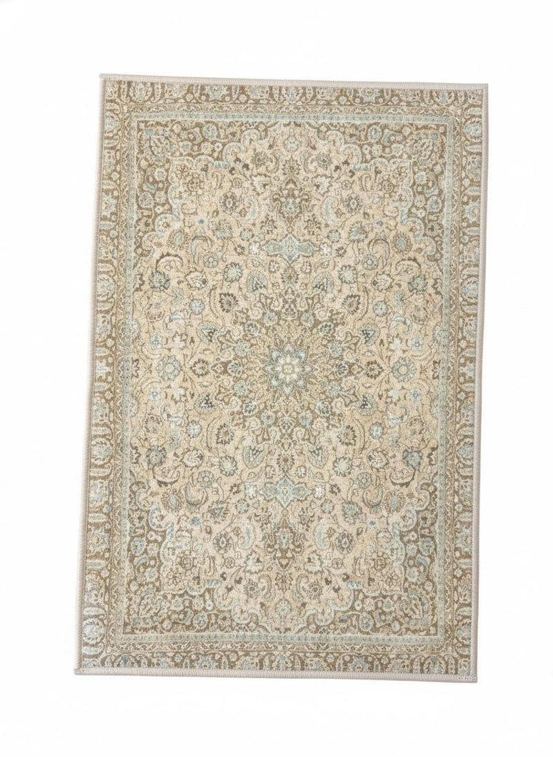 2' x 3' Rectangle Beige Ivory Floral Medallion Vintage Washable Area Rug