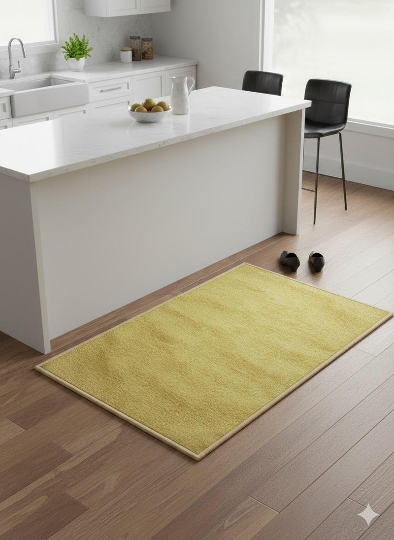 2' x 3' Rectangle Yellow Solid Modern Washable Area Rug