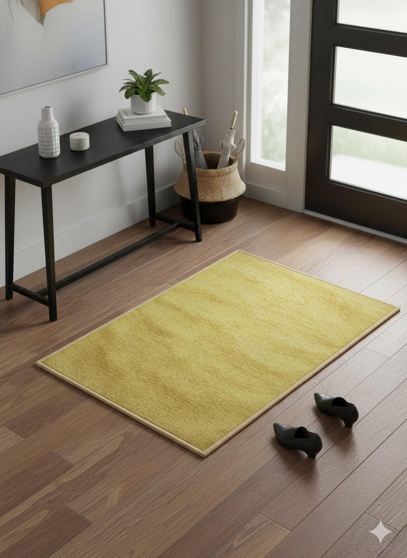 2' x 3' Rectangle Yellow Solid Modern Washable Area Rug