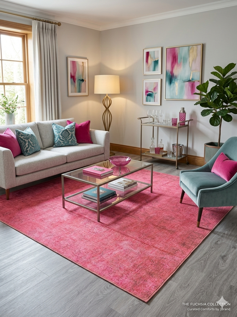 5' x 8' Rectangle Pink Distressed Modern Washable Area Rug