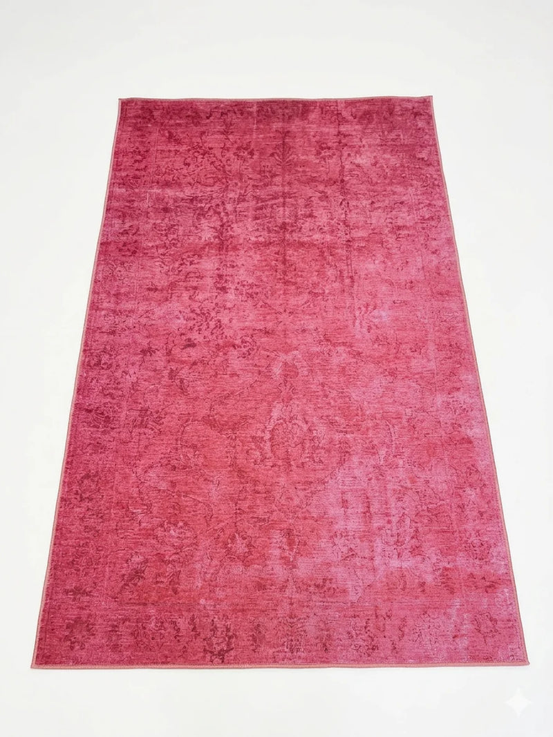 6' x 9' Rectangular Pink & Rose Distressed Vintage Washable Area Rug