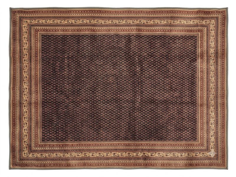 5' x 7' Rectangular Black Beige Floral Traditional Persian Washable Area Rug