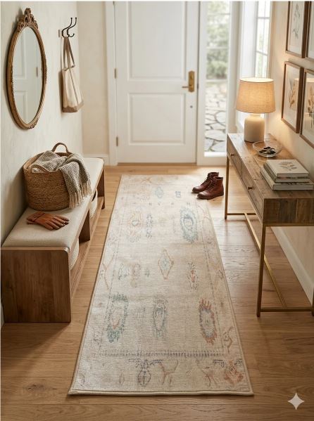 2' x 5' Runner Ivory Multicolor Distressed Tribal Modern Washable Area Rug