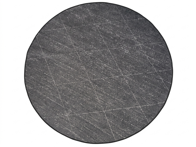 8' Round Charcoal Gray Geometric Modern Washable Area Rug