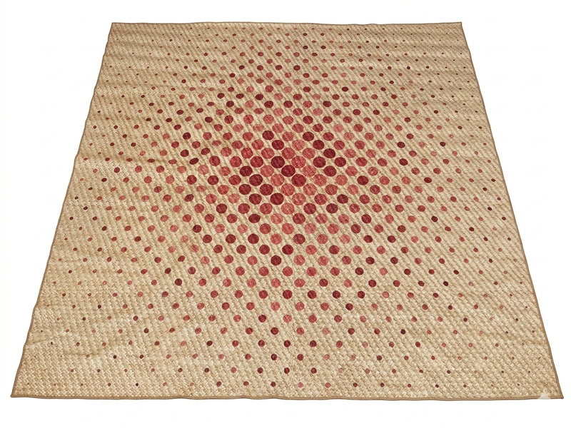 8' x 10' Rectangular Beige Red Polka Dot Contemporary Washable Area Rug