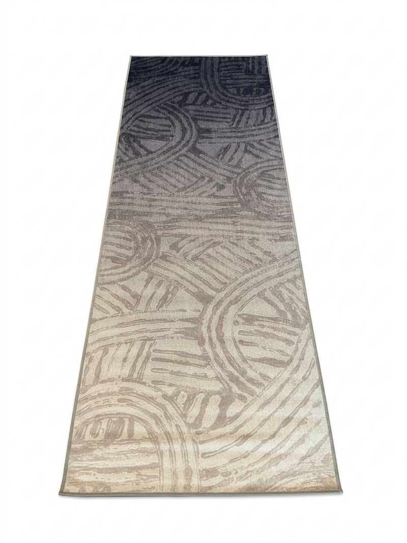 3' x 8' Runner Blue Beige Abstract Modern Washable Area Rug