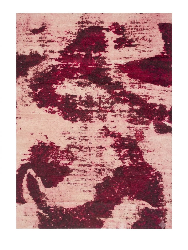 5' x 7' Rectangular Blush Pink Burgundy Abstract Modern Washable Area Rug