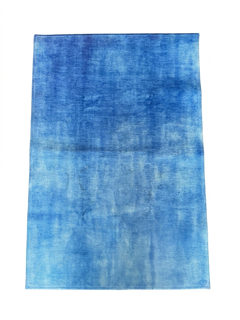 3' x 5' Rectangular Blue Aqua Solid Contemporary Washable Area Rug