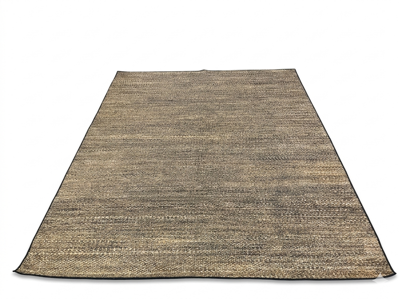 7' x 9' Rectangular Brown Beige Textured Jute-Style Farmhouse Washable Area Rug