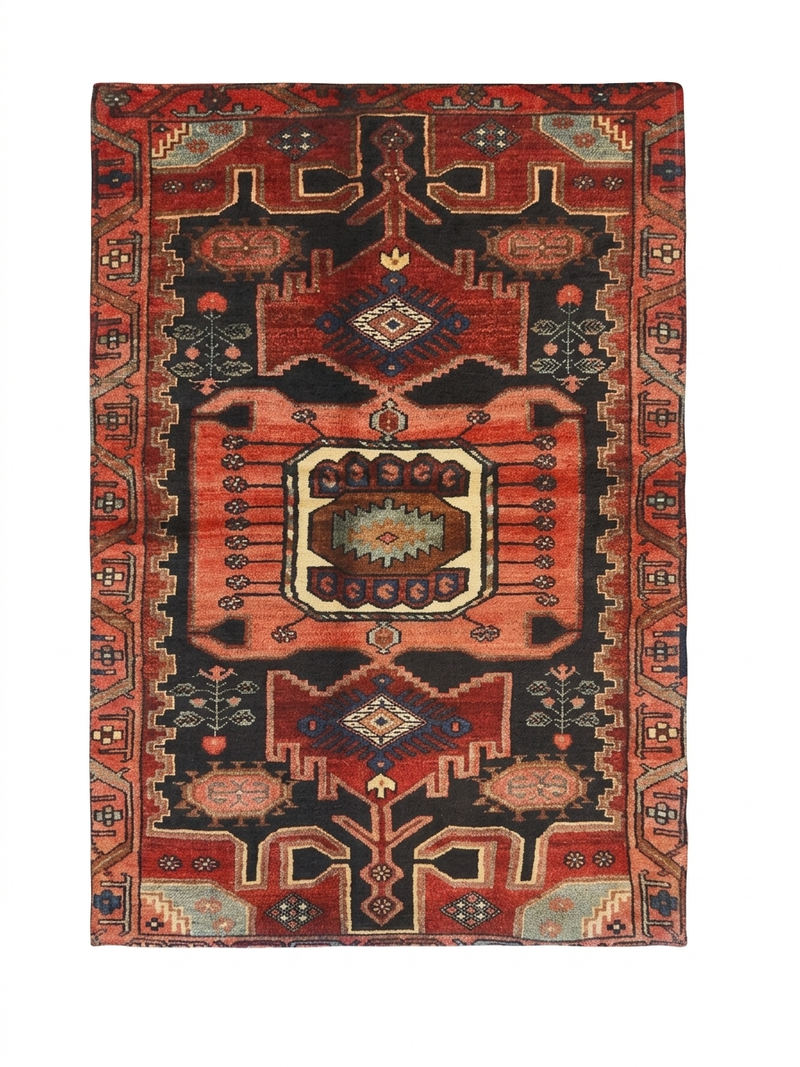 2' x 3' Rectangular Rust Navy Tribal Southwestern Washable Area Rug