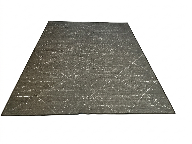 7' x 10' Rectangular Charcoal Ivory Diamond Geometric Modern Washable Area Rug