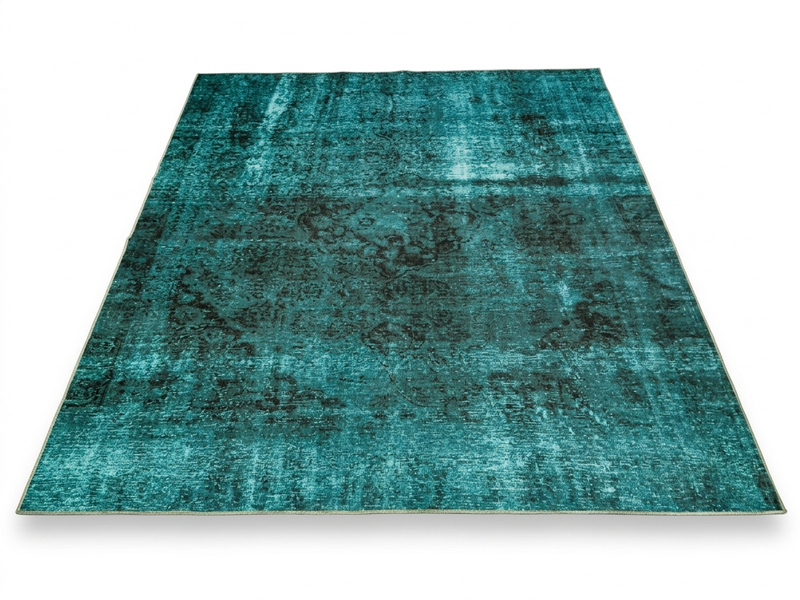 8' x 10' Rectangular Teal Black Distressed Medallion Vintage Washable Area Rug