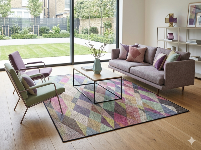 7' x 10' Rectangular Multicolor Geometric Abstract Modern Washable Area Rug