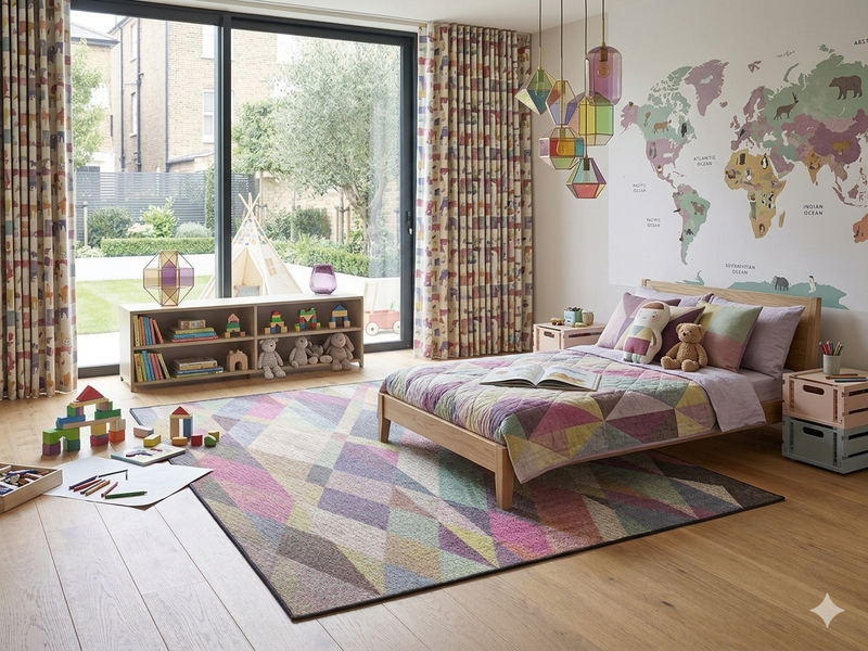 7' x 10' Rectangular Multicolor Geometric Abstract Modern Washable Area Rug