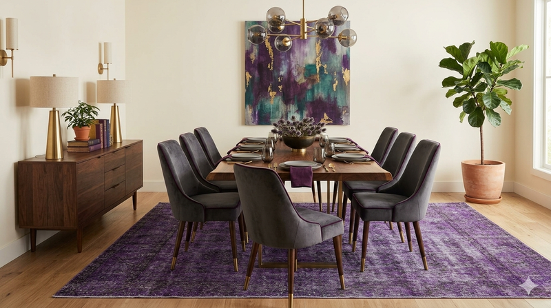 7' x 10' Rectangular Purple Distressed Medallion Vintage Washable Area Rug