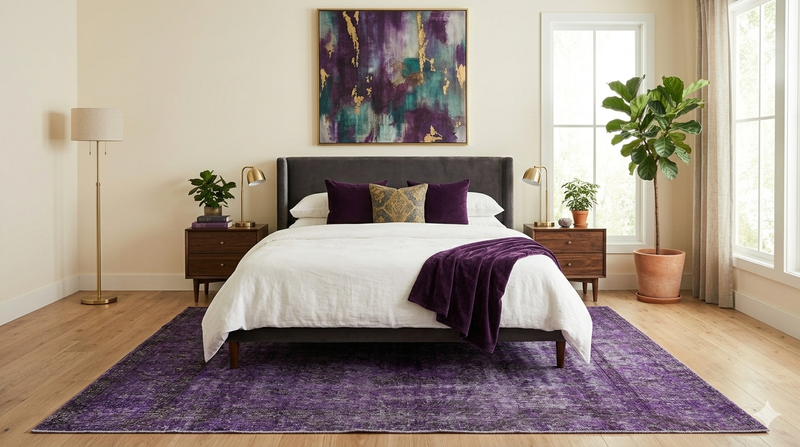 7' x 10' Rectangular Purple Distressed Medallion Vintage Washable Area Rug
