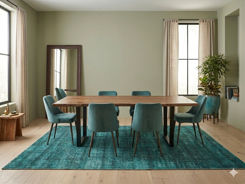 8' x 10' Rectangular Teal Black Distressed Abstract Modern Washable Area Rug