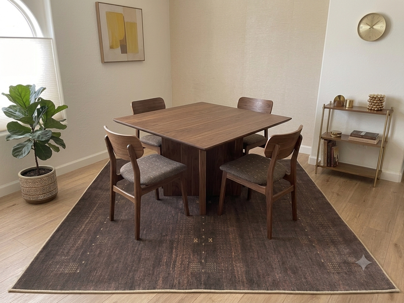7' x 7' Square Brown Gold Solid Textured Contemporary Washable Area Rug